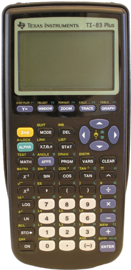 A Texas Instruments 83 graphing calculator