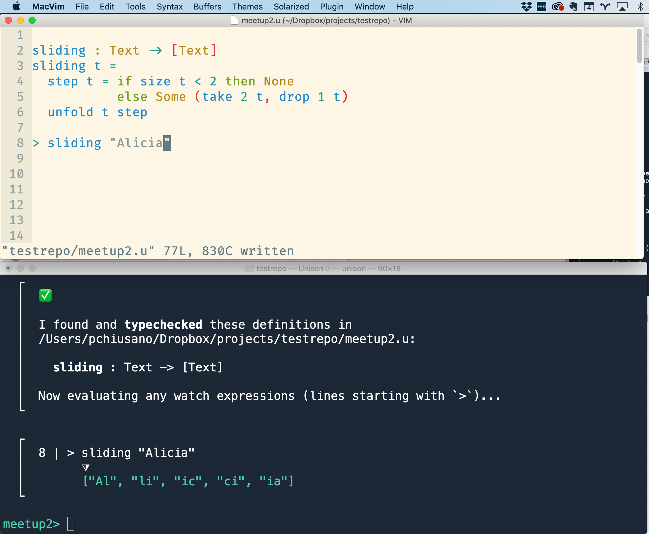 Using unfold to generate adjacent character pairs (2)